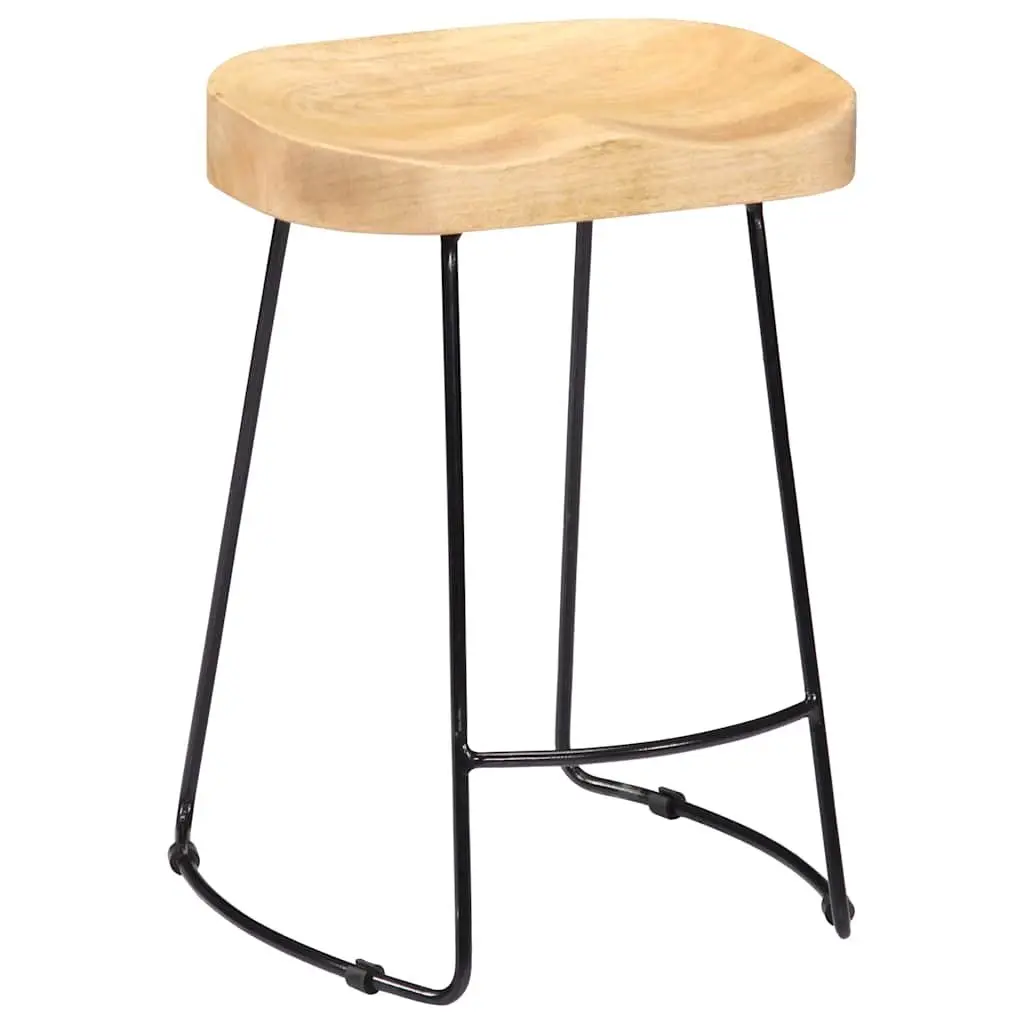 Retro Bar Stools Set of 2 in Solid Mango Wood