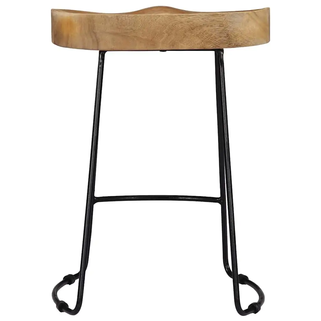Retro Bar Stools Set of 2 in Solid Mango Wood
