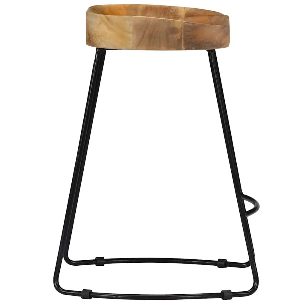 Retro Bar Stools Set of 2 in Solid Mango Wood