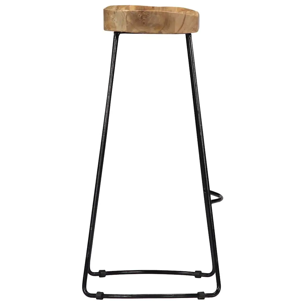 Bar Stools 2 pcs Solid Mango Wood Retro Vintage Wooden Kitchen Counter Seat