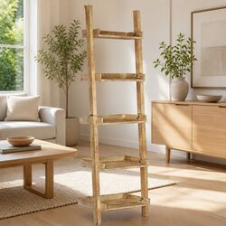 5-Tier Brown Ladder Shelf for Cozy Home Display