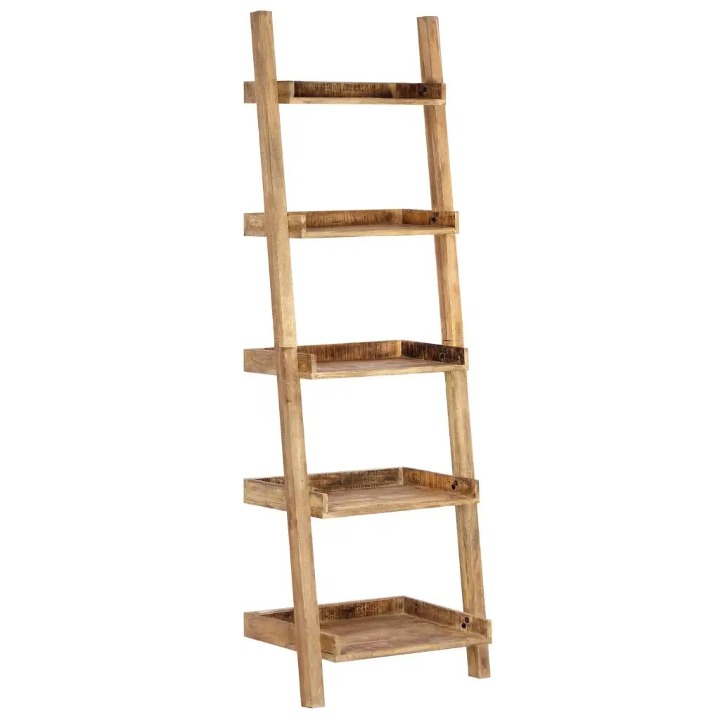 Ladder Shelf 5-Tier Brown Standing Bookcase Storage Shelving Display Rack