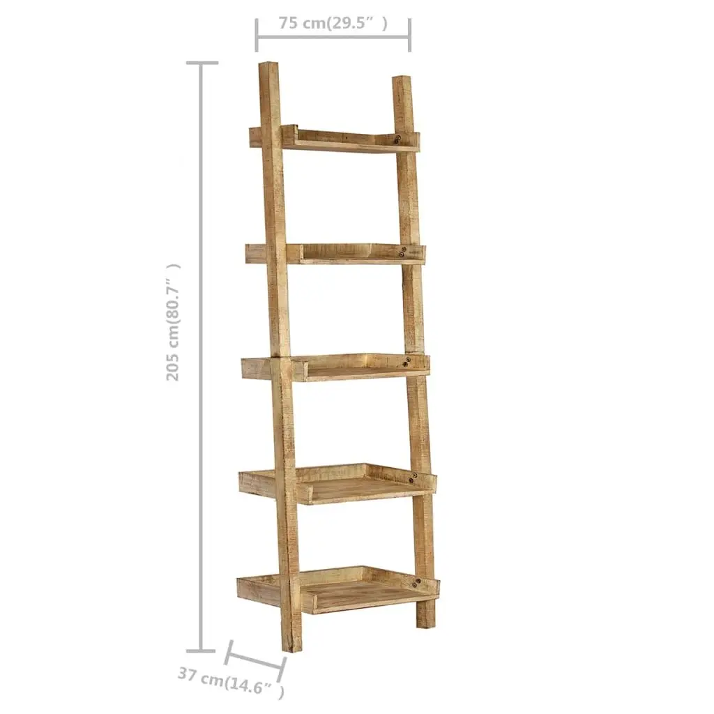 Ladder Shelf 5-Tier Brown Standing Bookcase Storage Shelving Display Rack