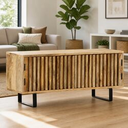 Elegant Solid Mango Wood TV Cabinet with Storage