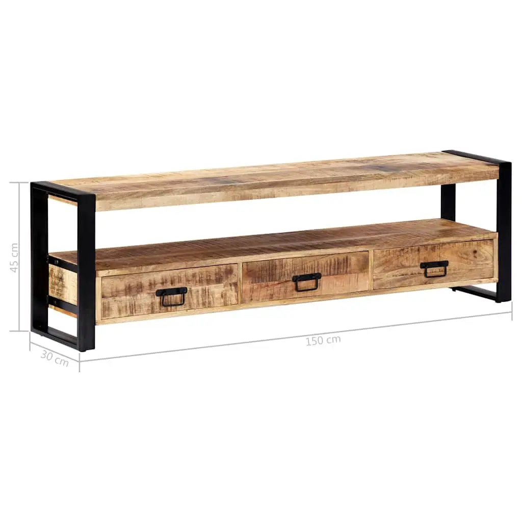 TV Cabinet Rustic 150x30x45 cm Solid Mango Wood Lowboard Storage Drawers