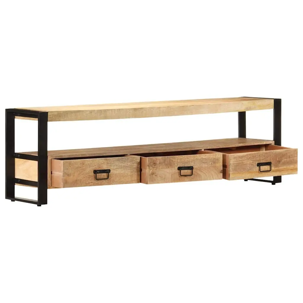 TV Cabinet Rustic 150x30x45 cm Solid Mango Wood Lowboard Storage Drawers