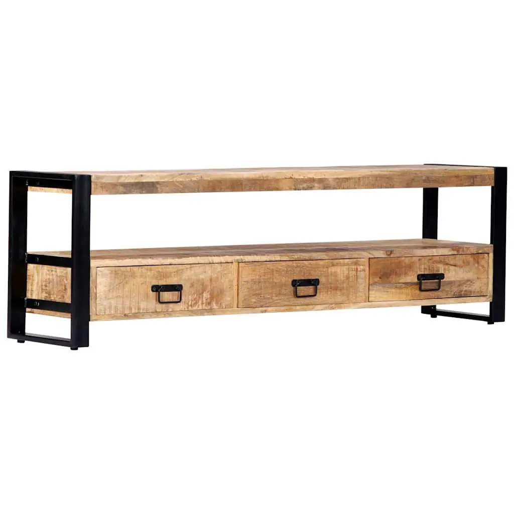 TV Cabinet Rustic 150x30x45 cm Solid Mango Wood Lowboard Storage Drawers