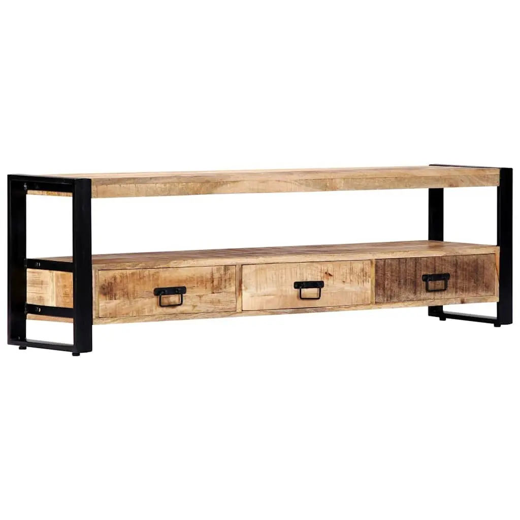 TV Cabinet Rustic 150x30x45 cm Solid Mango Wood Lowboard Storage Drawers