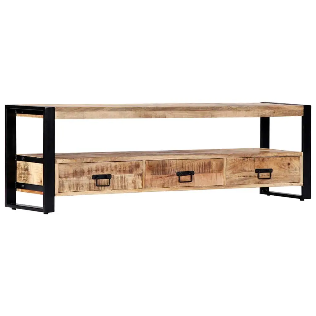 TV Cabinet Rustic 150x30x45 cm Solid Mango Wood Lowboard Storage Drawers