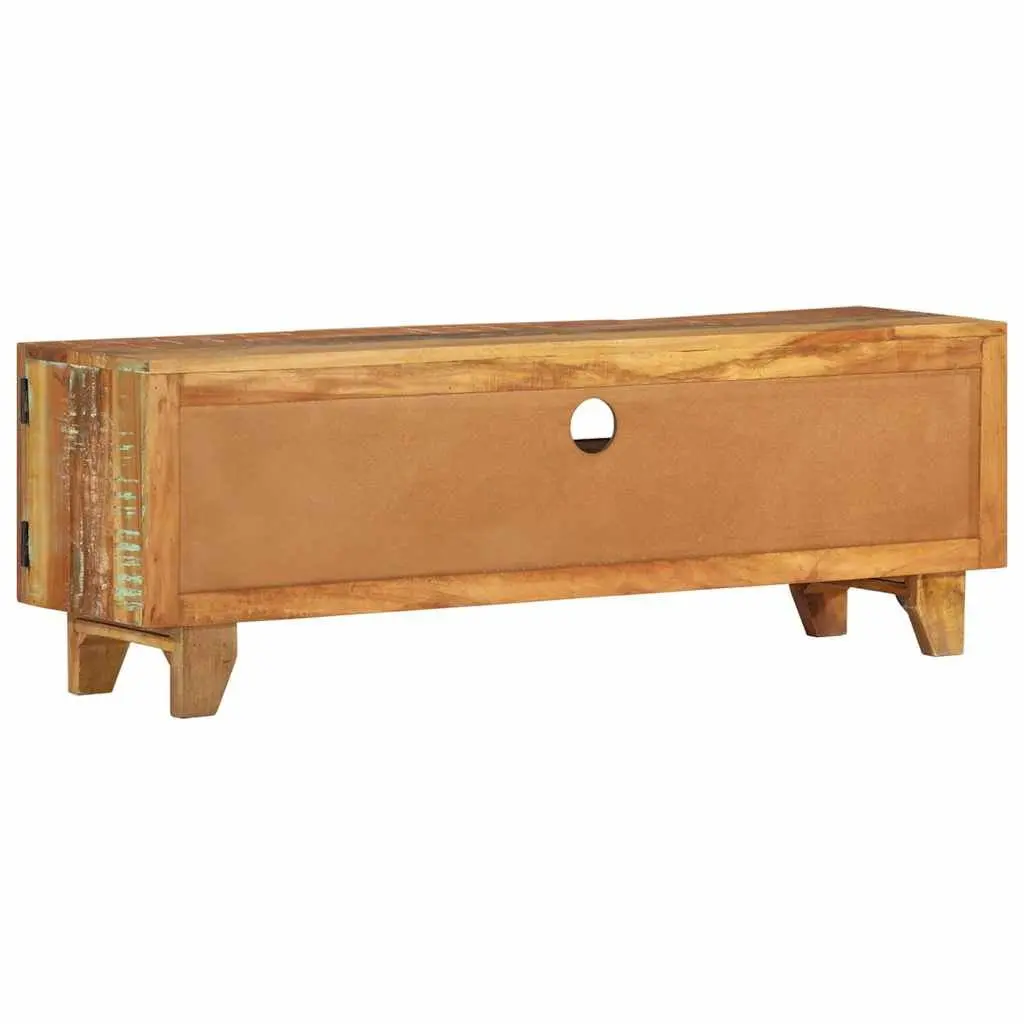 Reclaimed Wood TV Cabinet 120x30x40 cm with Hand Carved Doors