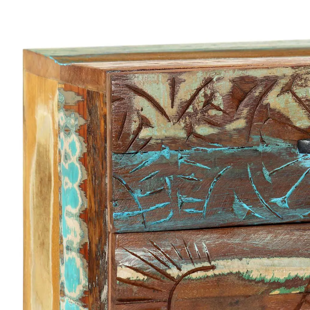 Hand Carved Solid Reclaimed Wood Nightstand