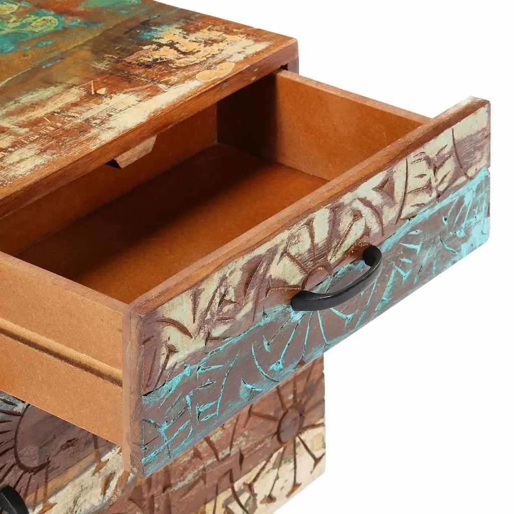 Hand Carved Solid Reclaimed Wood Nightstand