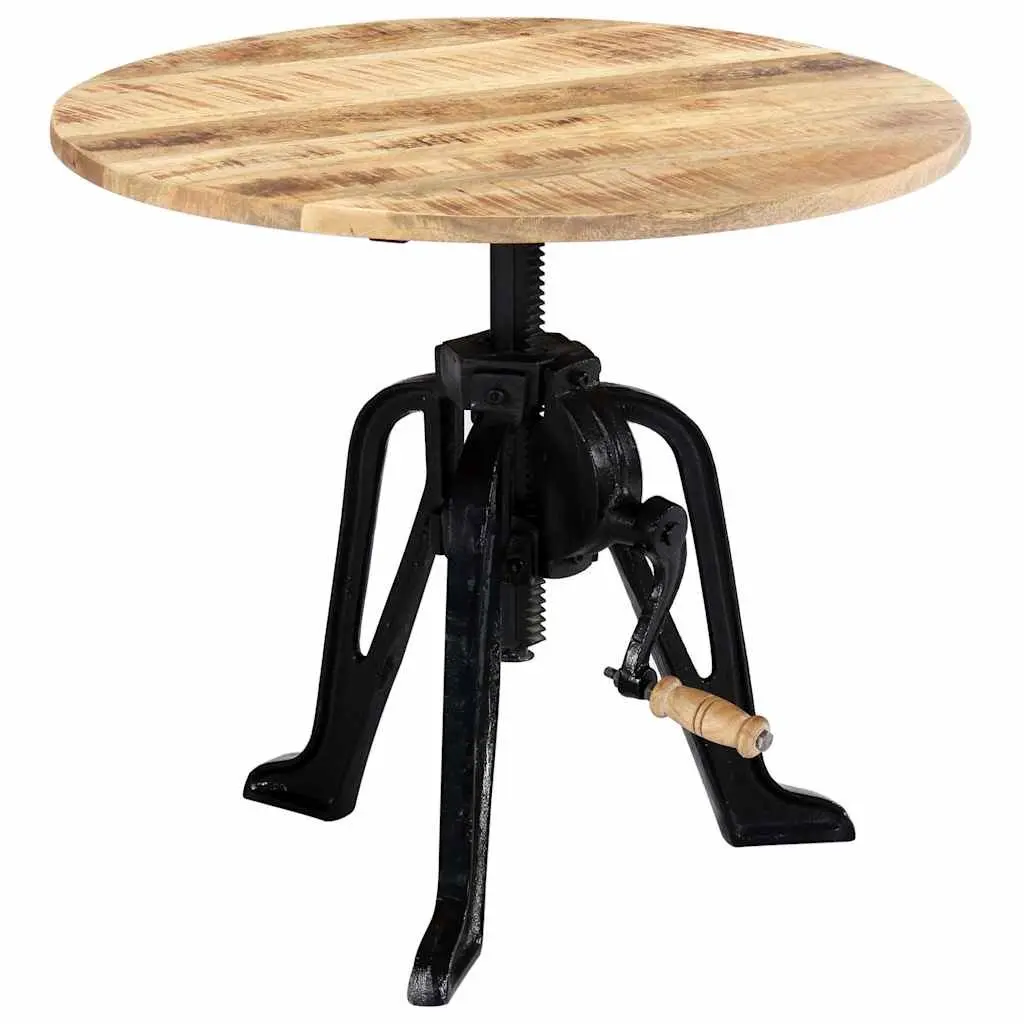 Adjustable Height End Table with Solid Mango Wood Top