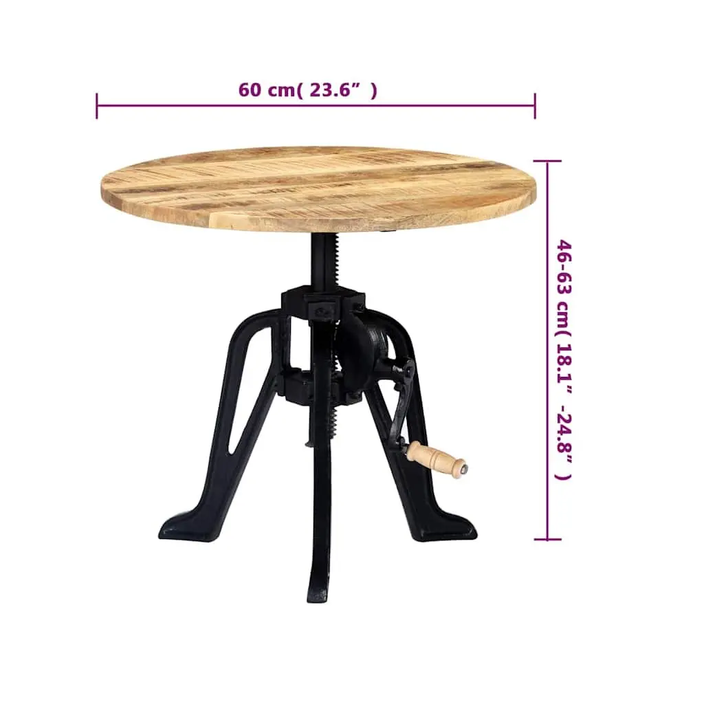 Adjustable Height End Table with Solid Mango Wood Top