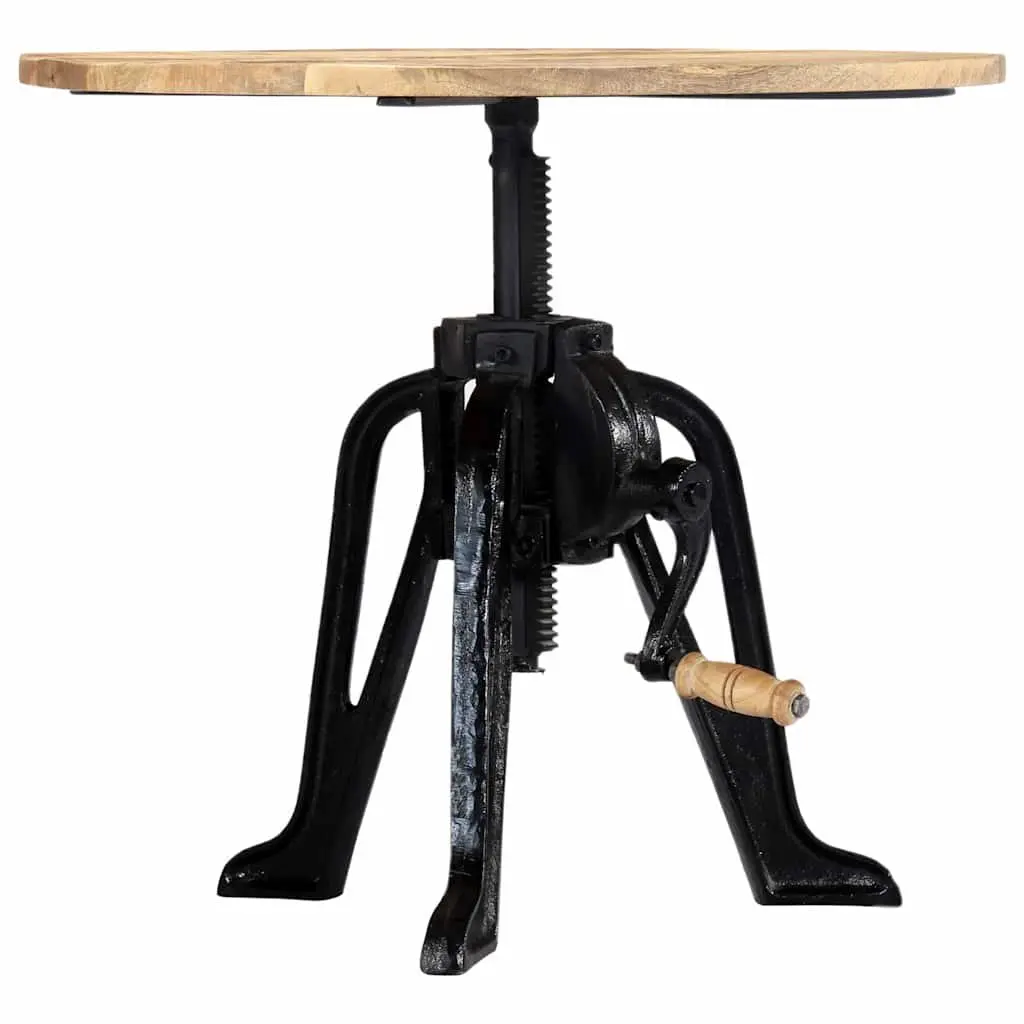 Adjustable Height End Table with Solid Mango Wood Top
