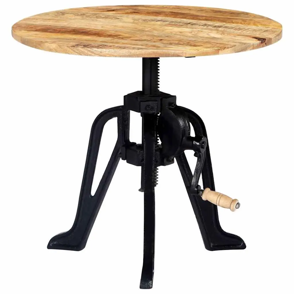 Adjustable Height End Table with Solid Mango Wood Top
