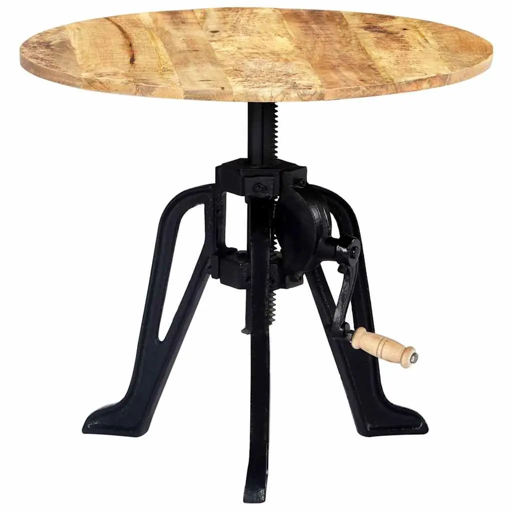 Adjustable Height End Table with Solid Mango Wood Top