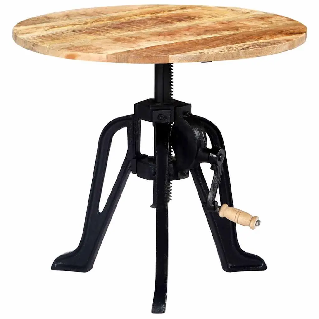 Adjustable Height End Table with Solid Mango Wood Top