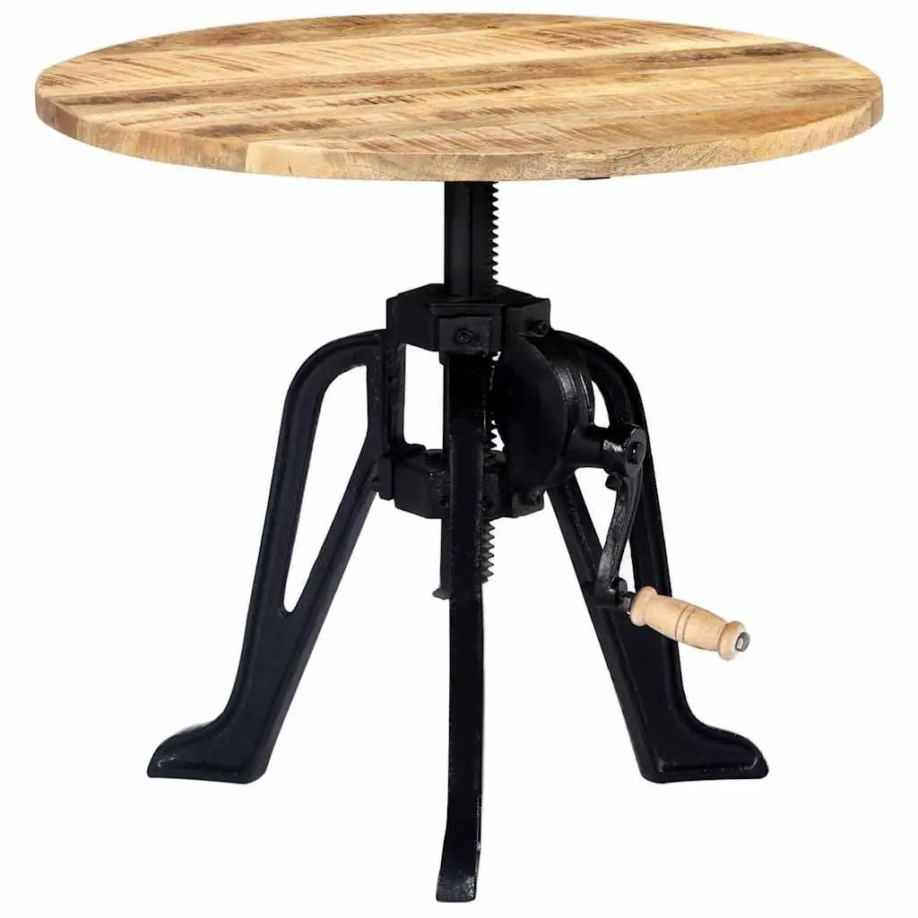 Adjustable Height End Table with Solid Mango Wood Top