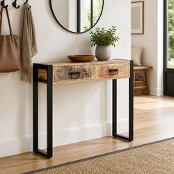 Solid Mango Wood Console Table 90x30x75 cm for Entryway