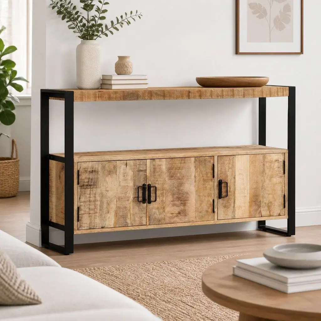 Side Cabinet Brown 120x30x75 cm Solid Mango Wood