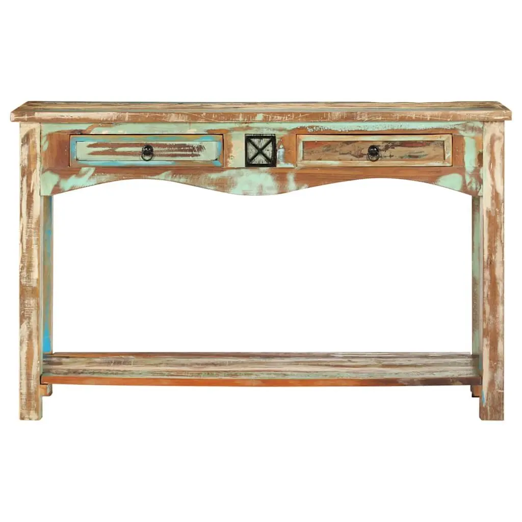End Table Console Cabinet Solid Reclaimed Wood 120x40x75cm 2 Drawers 1 Shelf