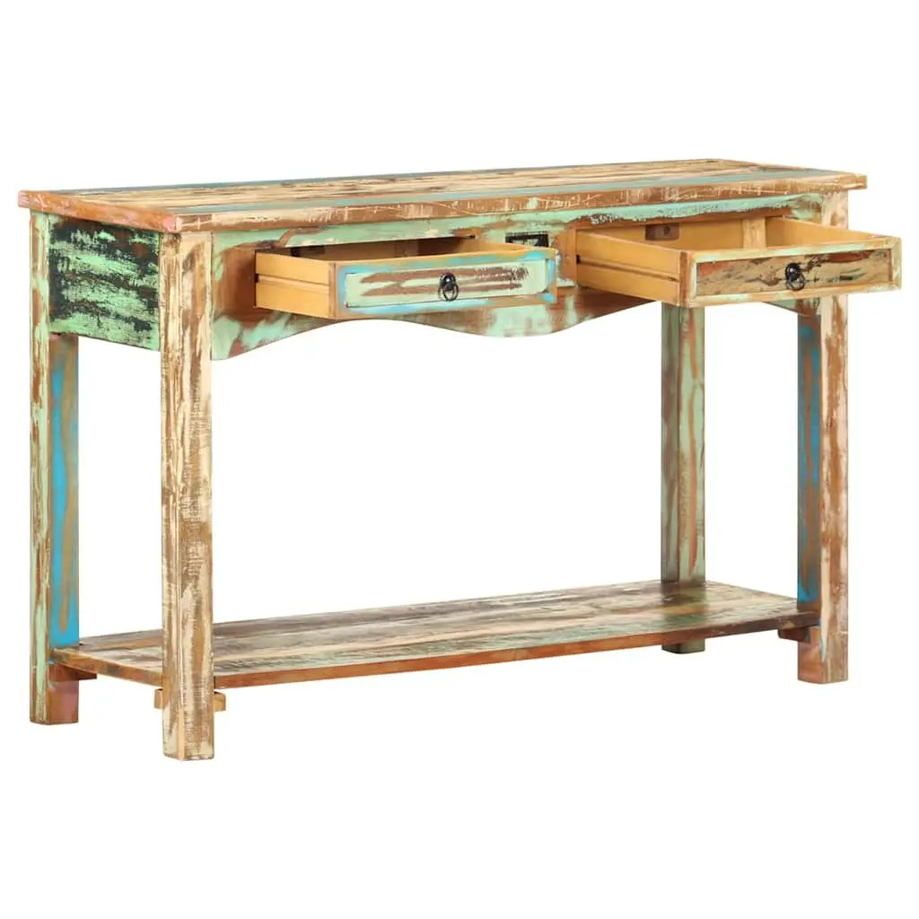 End Table Console Cabinet Solid Reclaimed Wood 120x40x75cm 2 Drawers 1 Shelf