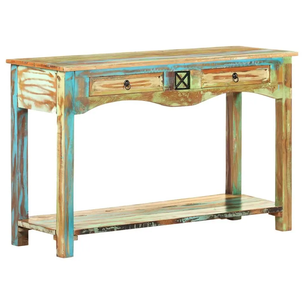 End Table Console Cabinet Solid Reclaimed Wood 120x40x75cm 2 Drawers 1 Shelf