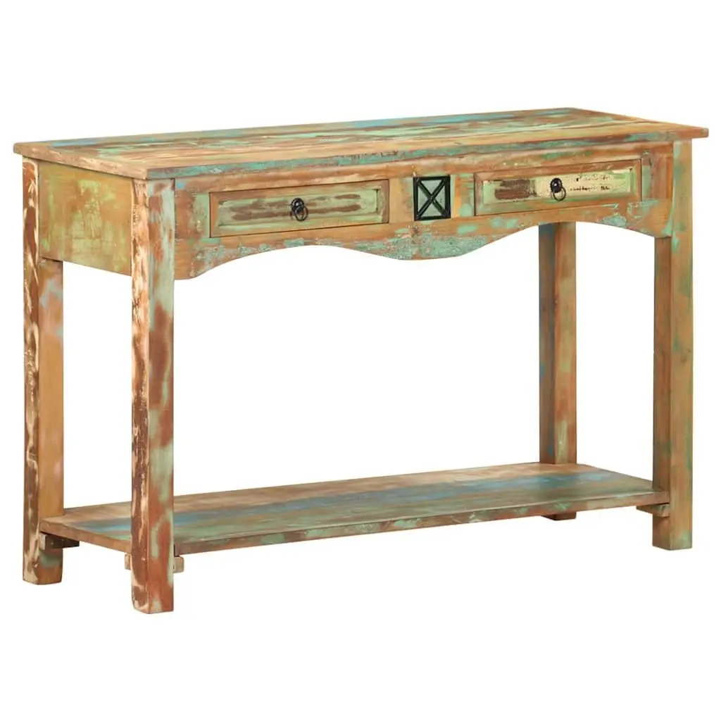 End Table Console Cabinet Solid Reclaimed Wood 120x40x75cm 2 Drawers 1 Shelf