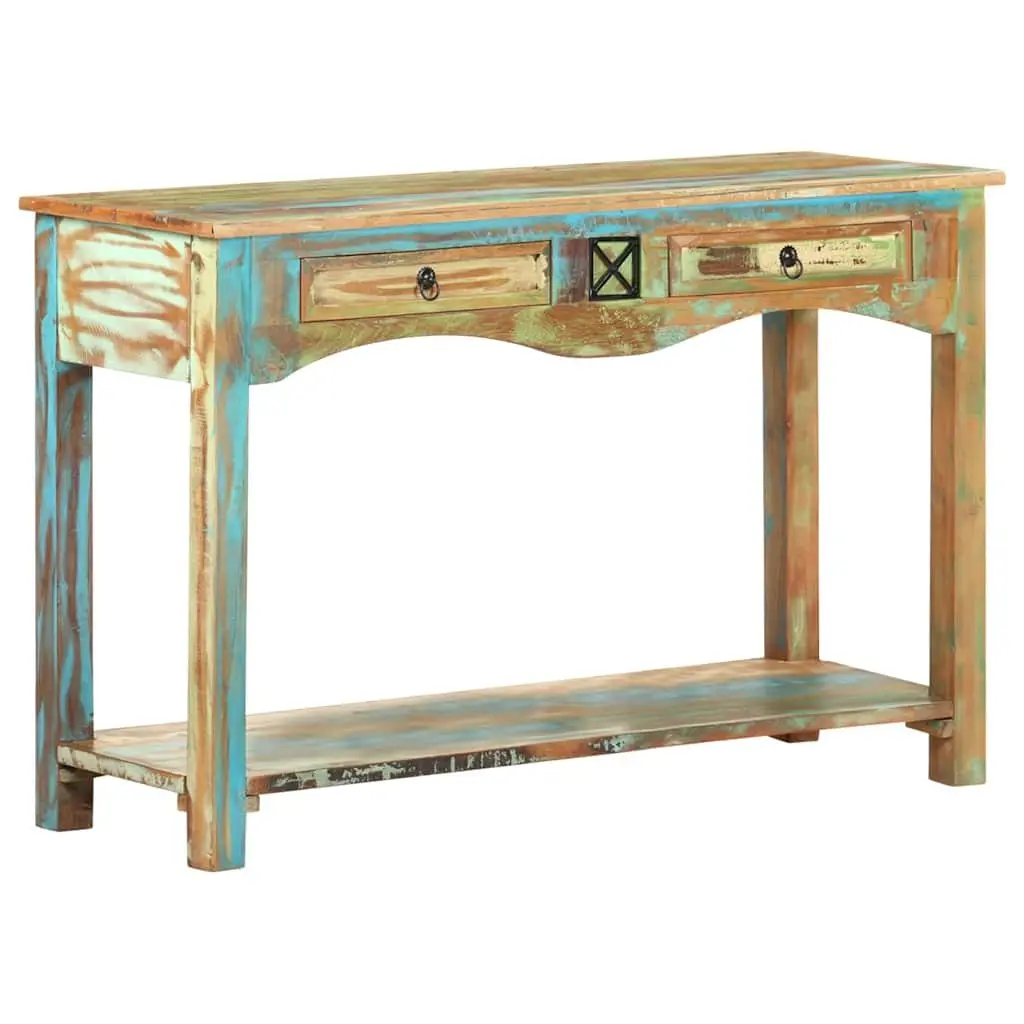 End Table Console Cabinet Solid Reclaimed Wood 120x40x75cm 2 Drawers 1 Shelf