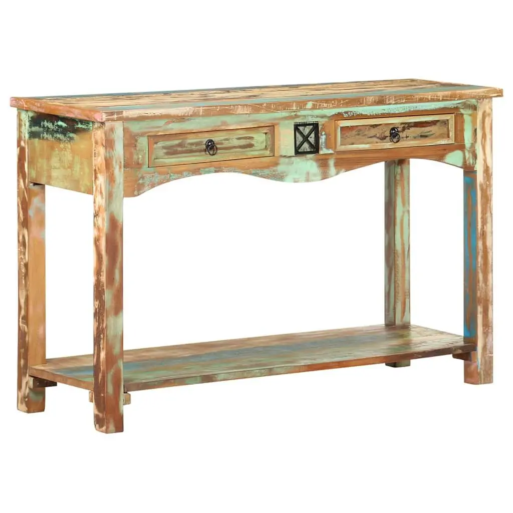 End Table Console Cabinet Solid Reclaimed Wood 120x40x75cm 2 Drawers 1 Shelf