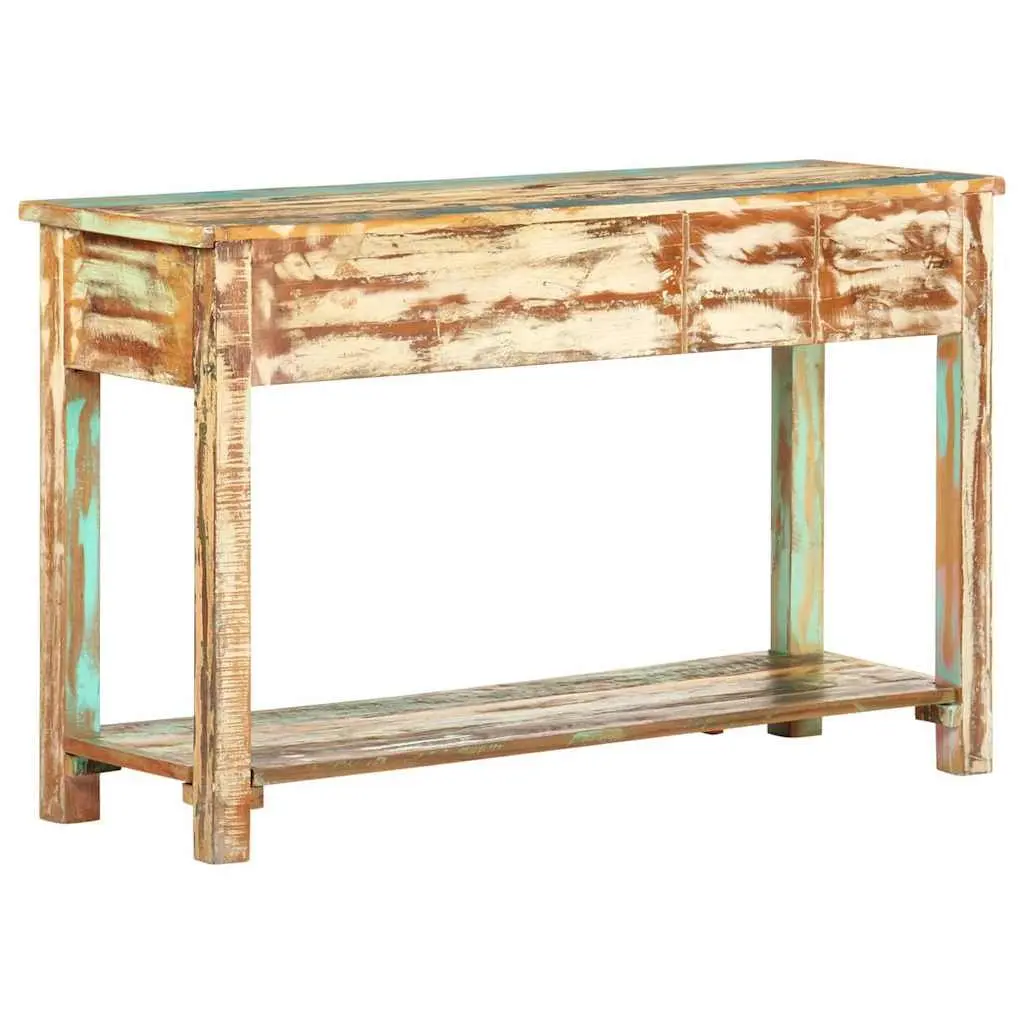 End Table Console Cabinet Solid Reclaimed Wood 120x40x75cm 2 Drawers 1 Shelf