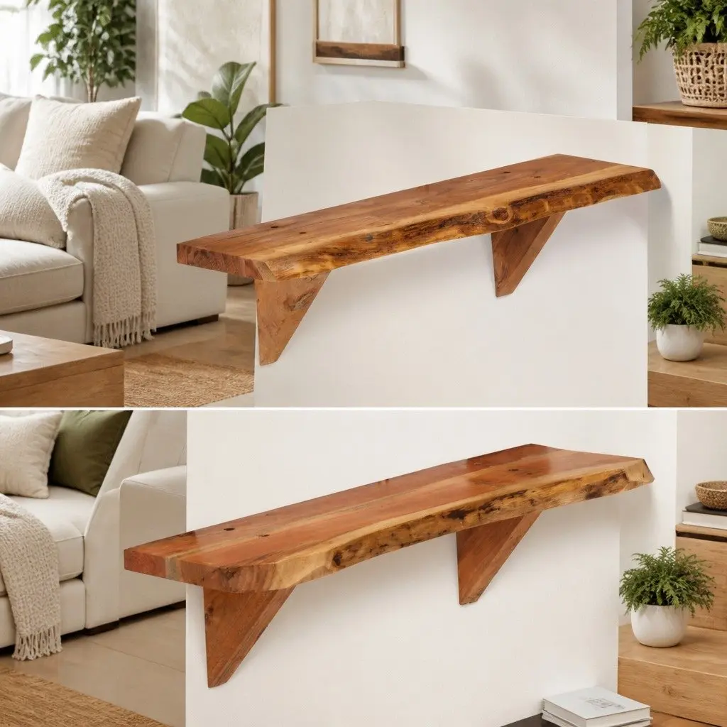 Wall Shelves Rustic Brown 60x20x18 cm Solid Acacia Wood 2 Piece Display Storage