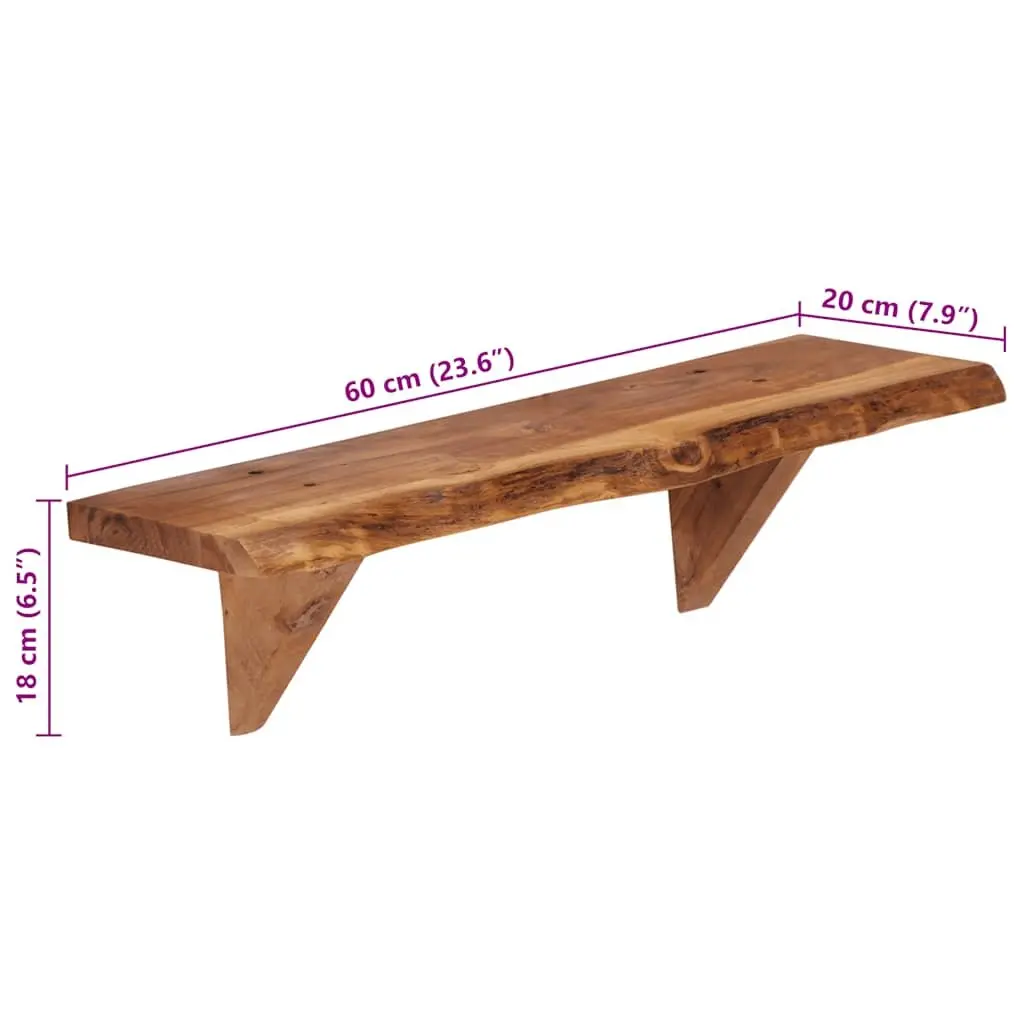 Wall Shelves Rustic Brown 60x20x18 cm Solid Acacia Wood 2 Piece Display Storage
