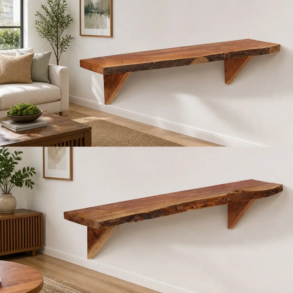 Solid Acacia Wood Wall Shelves 2 pcs 90x20x18 cm