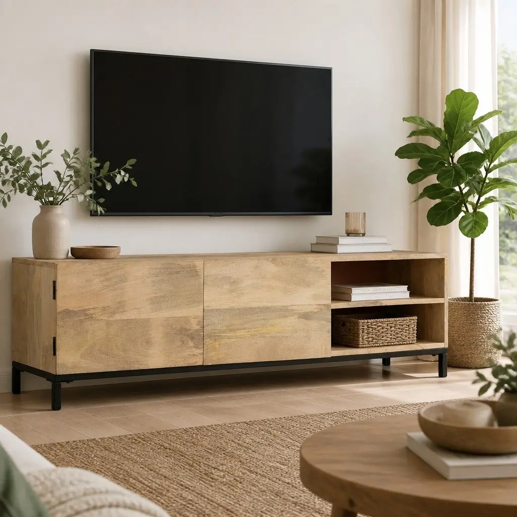 Antique Style Solid Mango Wood TV Cabinet