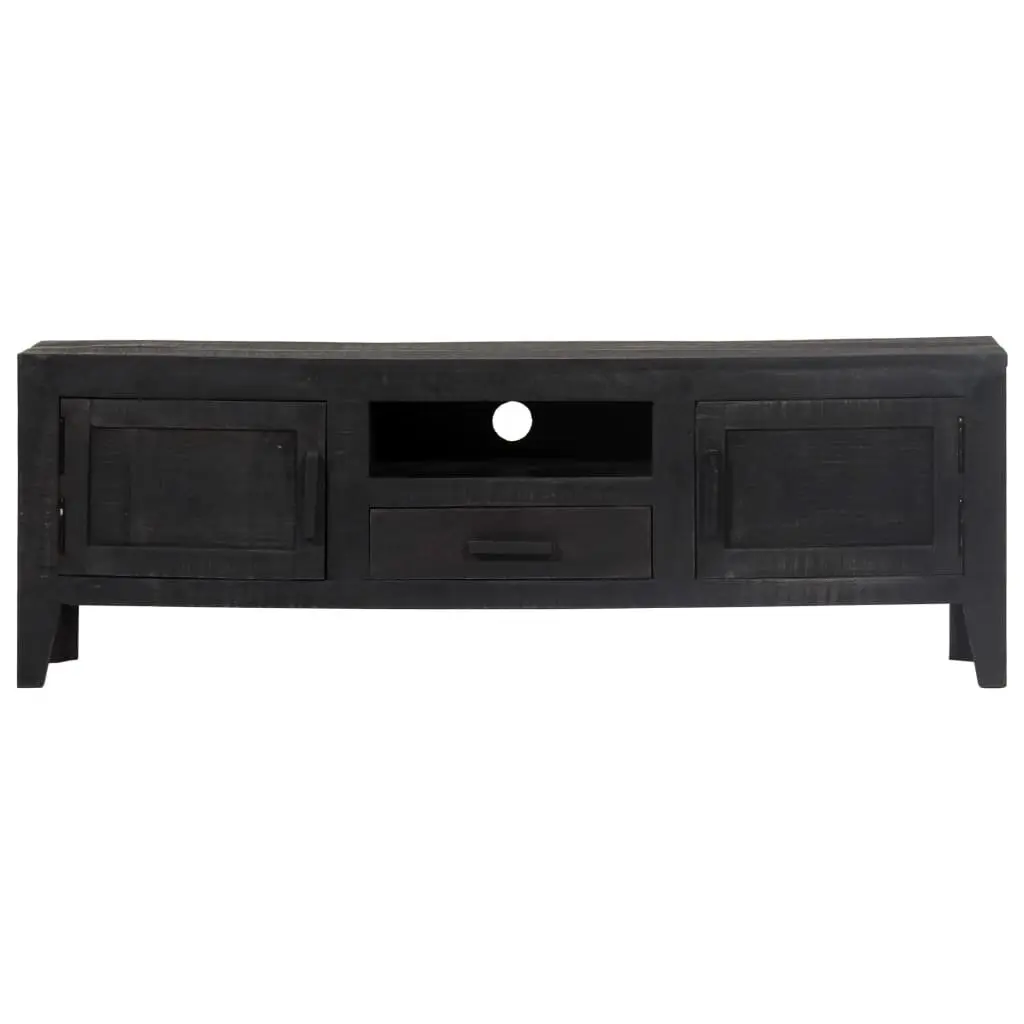 TV Cabinet Black 118x30x40cm Solid Mango Wood Storage Unit Furniture