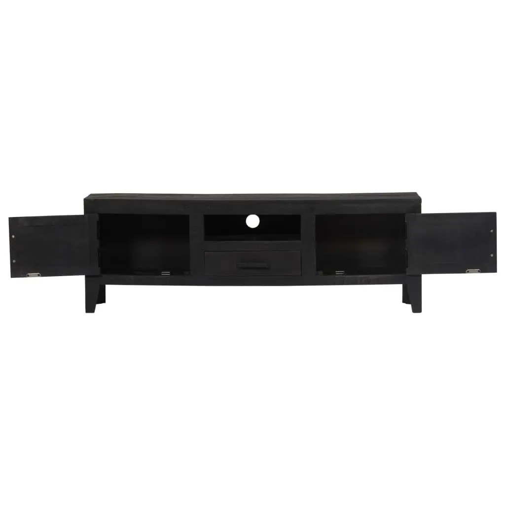 TV Cabinet Black 118x30x40cm Solid Mango Wood Storage Unit Furniture