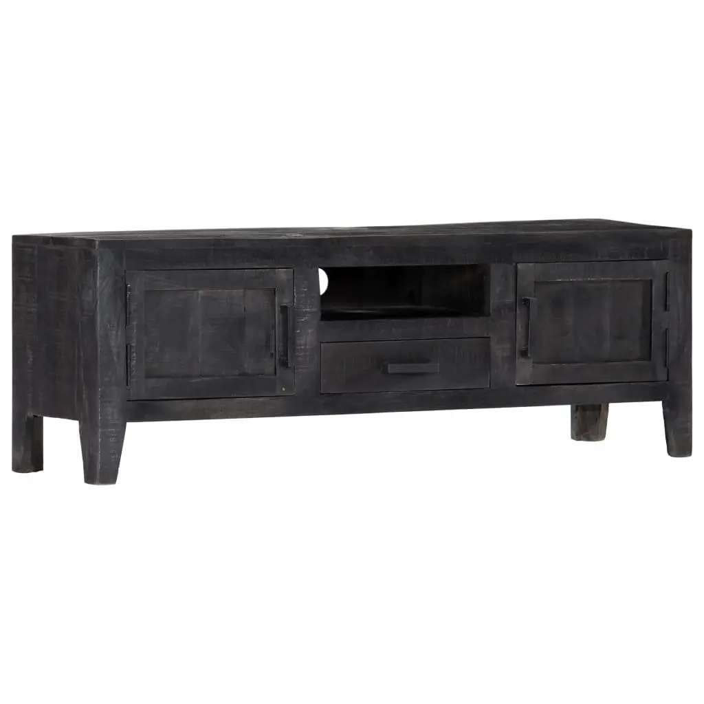 TV Cabinet Black 118x30x40cm Solid Mango Wood Storage Unit Furniture