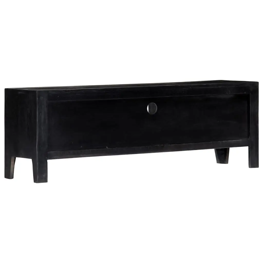 TV Cabinet Black 118x30x40cm Solid Mango Wood Storage Unit Furniture