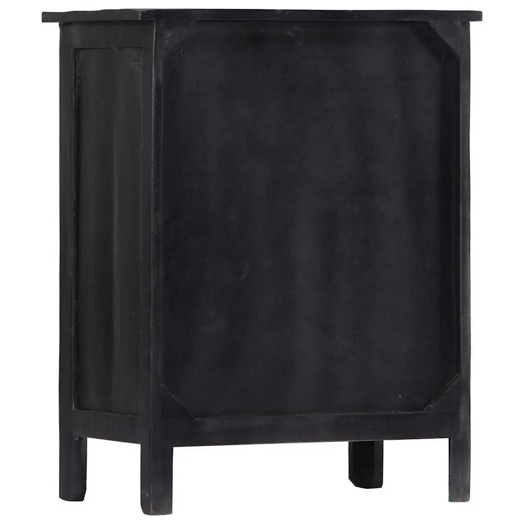 Wine Rack Black Wooden Storage Cabinet 56x35x75cm Solid Mango Wood