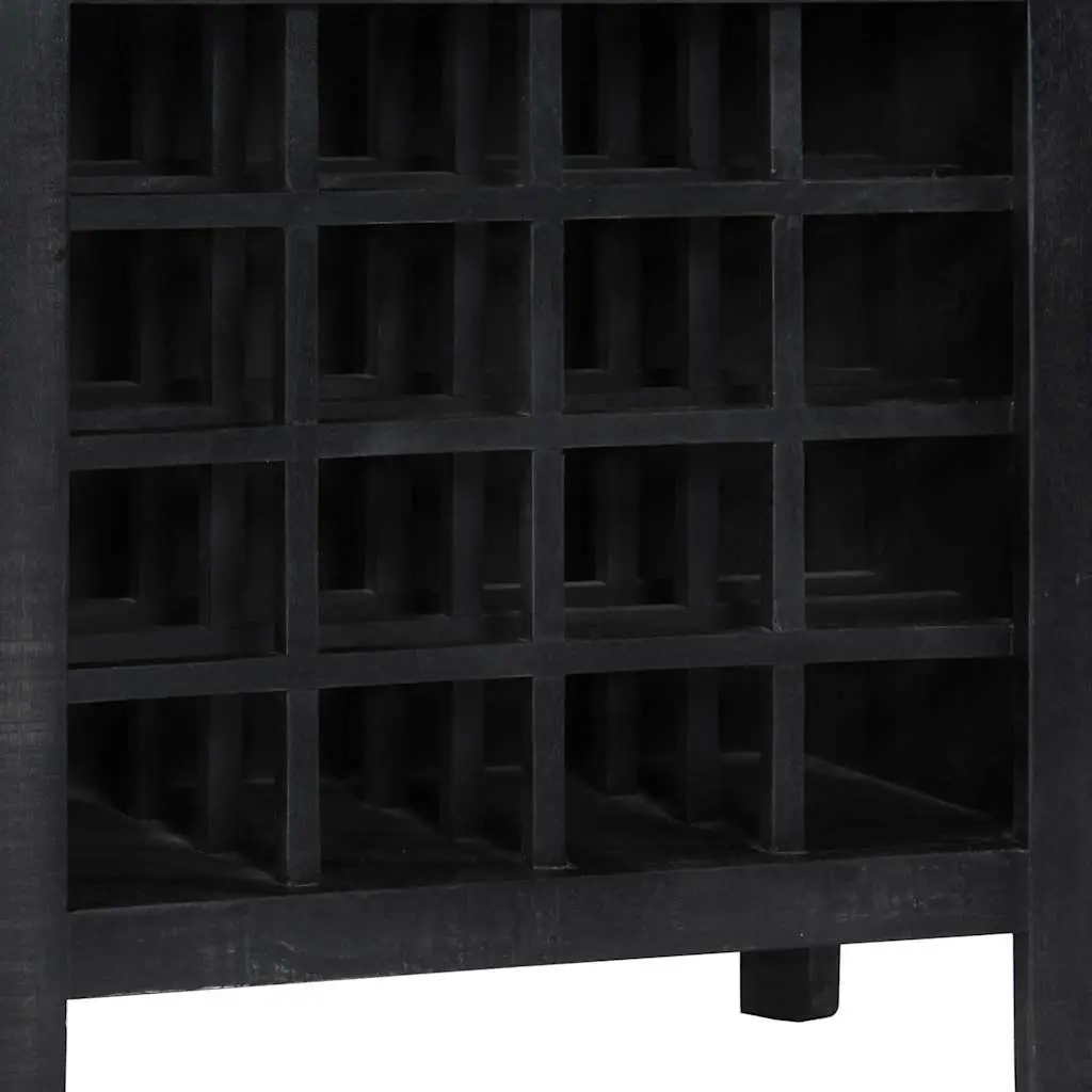 Wine Rack Black Wooden Storage Cabinet 56x35x75cm Solid Mango Wood