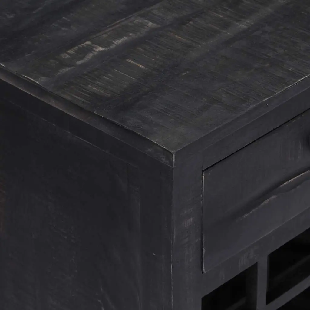 Wine Rack Black Wooden Storage Cabinet 56x35x75cm Solid Mango Wood