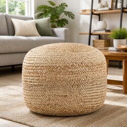 Handmade Jute Pouffe Footstool for Cozy Living Spaces