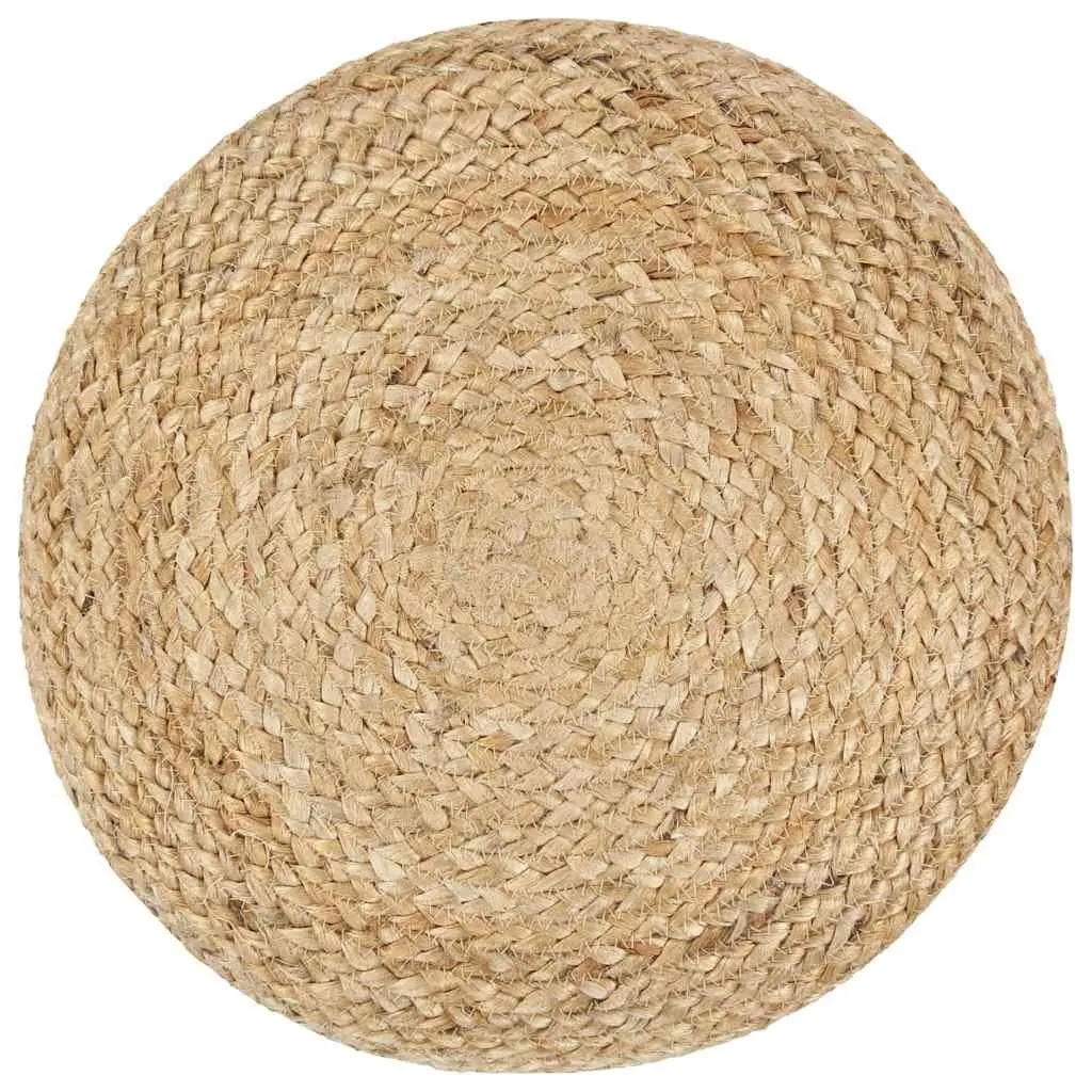 Brown Jute Braided Pouffe Footstool 40x45 cm
