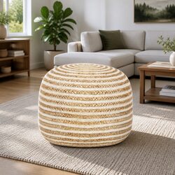 Braided Jute Pouffe Footstool for Cozy Living Spaces