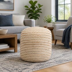 Braided Jute Pouffe Footstool for Cozy Living Spaces 40x45cm