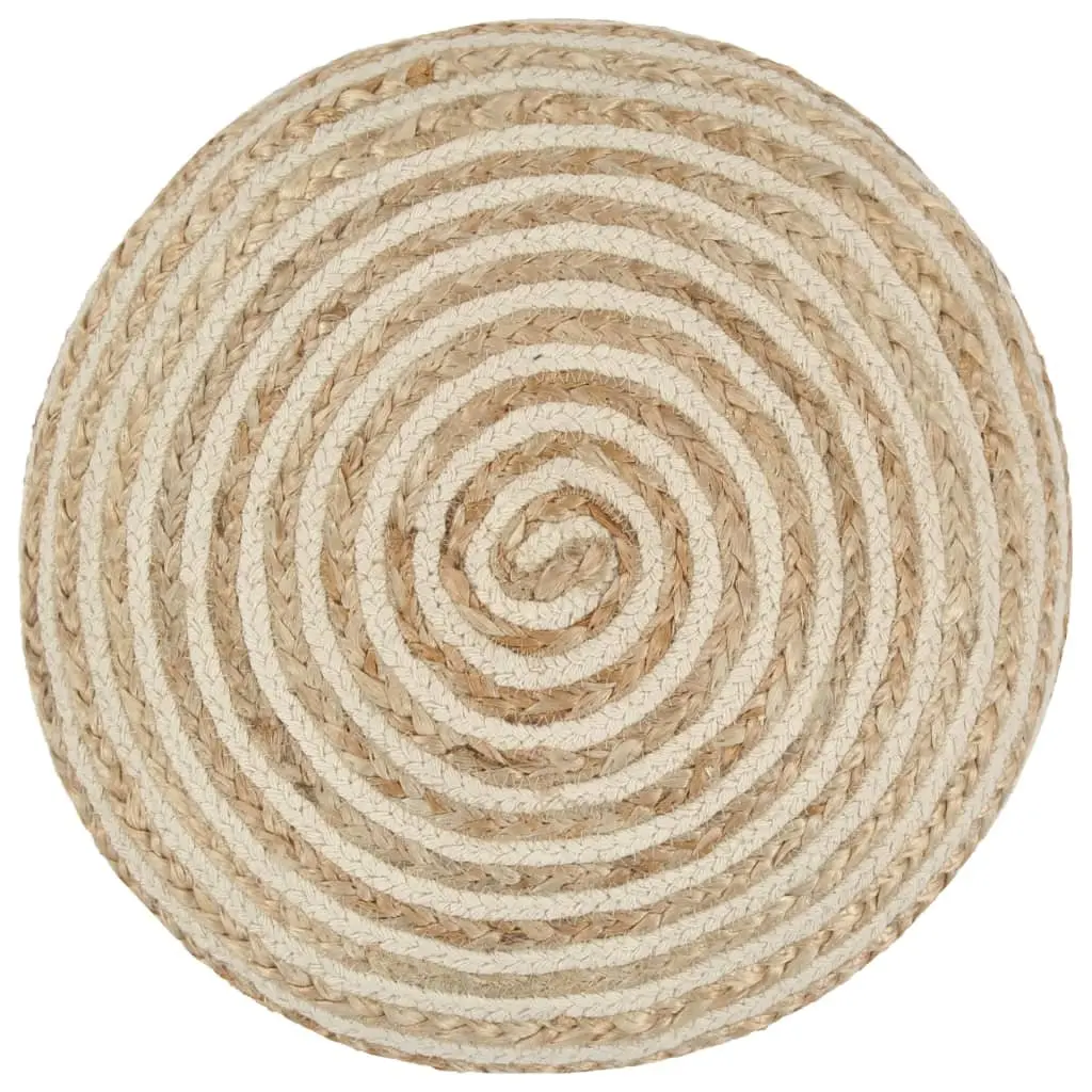 Jute Pouffe Footstool Braided Ottoman 40x45cm Handmade Brown Foam Filling