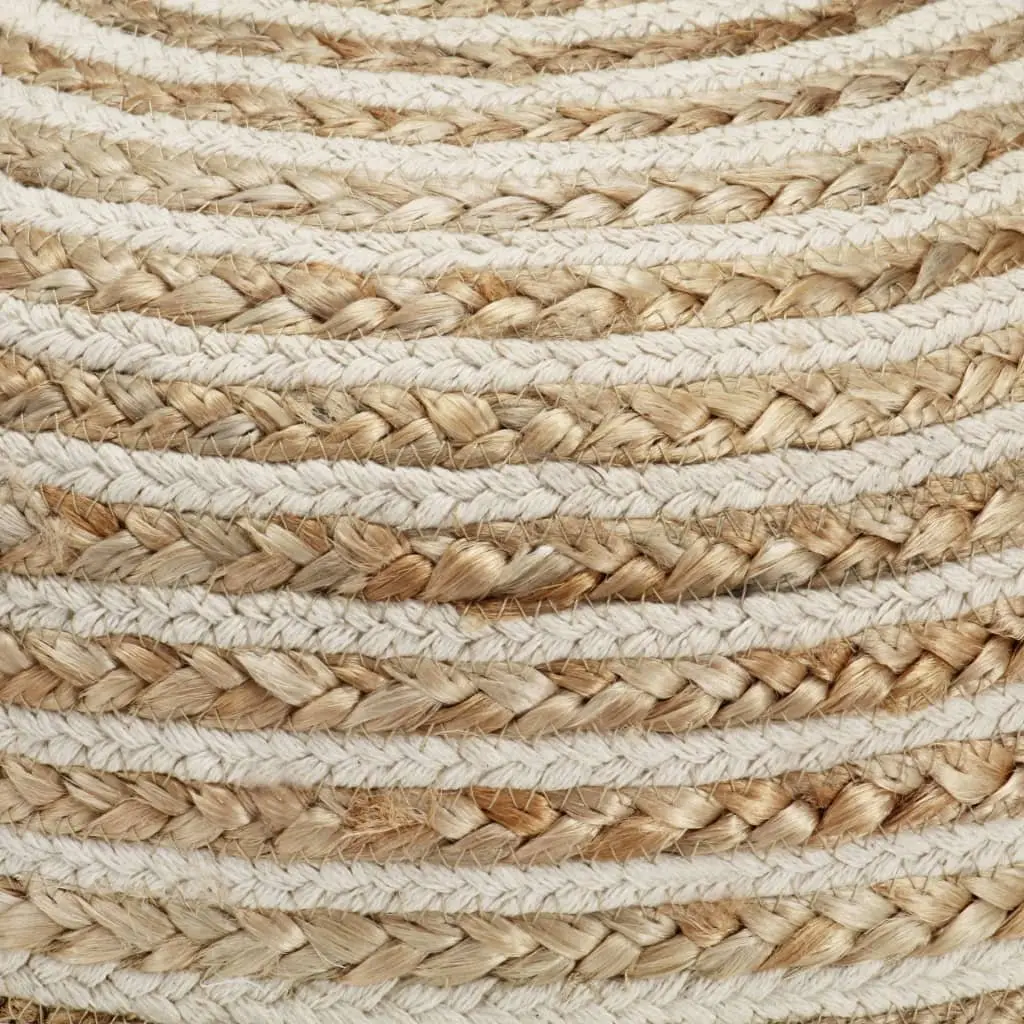 Jute Pouffe Footstool Braided Ottoman 40x45cm Handmade Brown Foam Filling