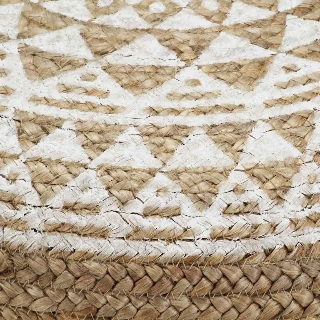 Handmade White Jute Pouffe Footstool